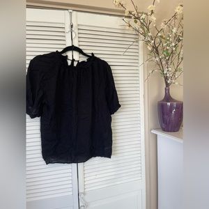 Downeast Black Lg Blouse with Ties